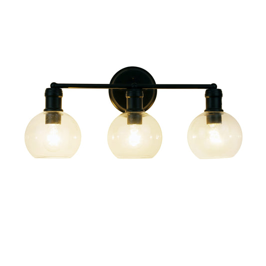 Chloe Lighting OXA 3 Light Vanity Bath Light, Matt Black, Glass, 22in Wide, Model CH6S001BK22-BL3