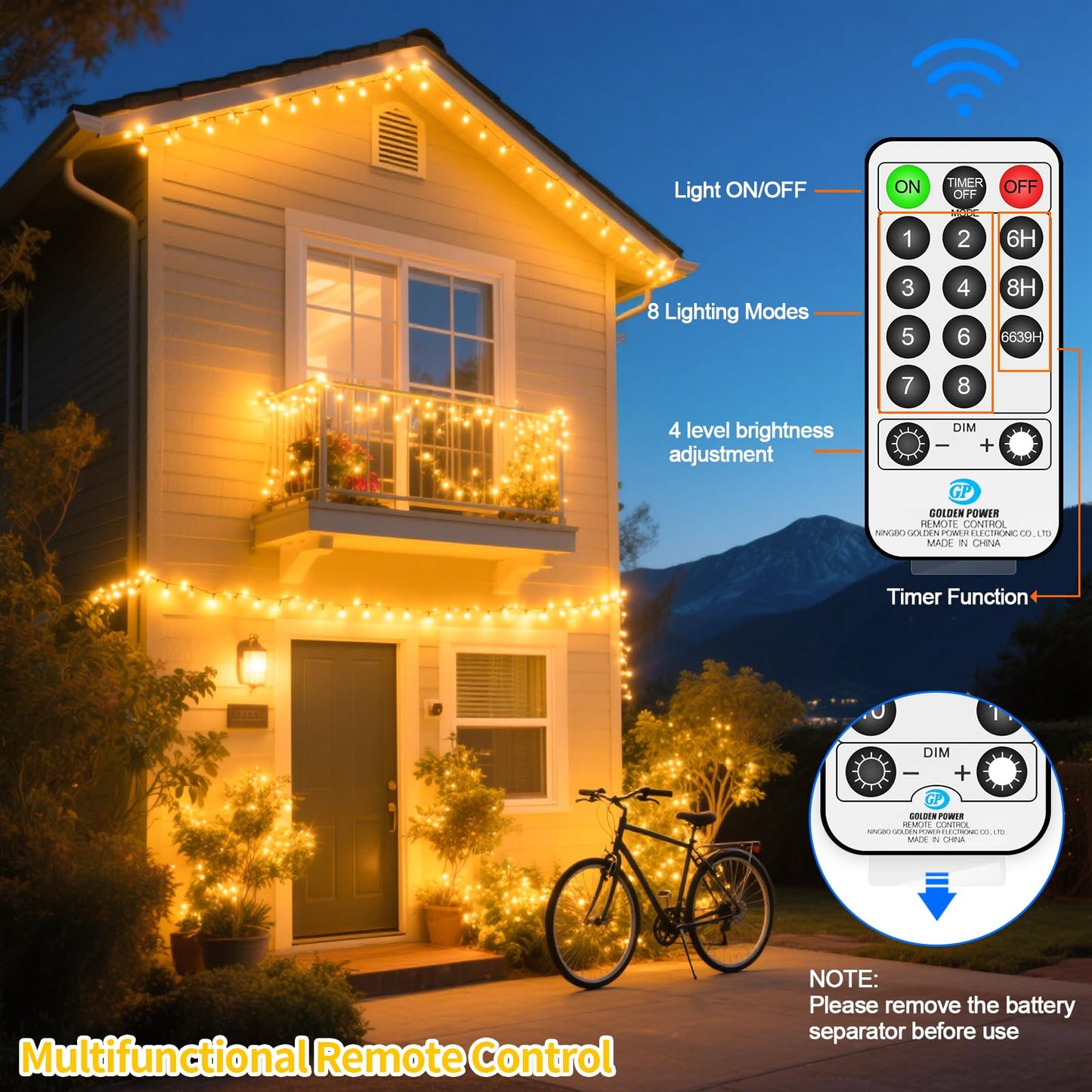 ROADAYLY Christmas Lights, 196FT 500 LED Warm White Outdoor Waterproof String Lights with Timer, Green Wire