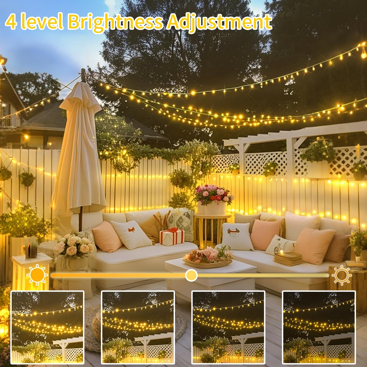 ROADAYLY Christmas Lights, 196FT 500 LED Warm White Outdoor Waterproof String Lights with Timer, Green Wire