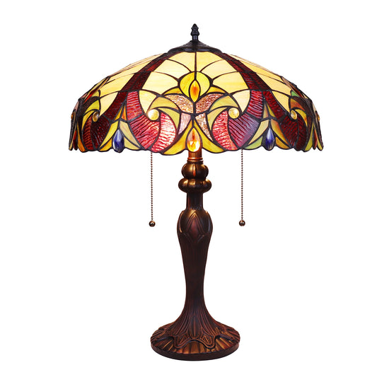 Chloe Lighting Adia Victorian Tiffany-Style Table Lamp, Dark Bronze, 18in Wide, Multicolor, Model CH38632AV18-TL2